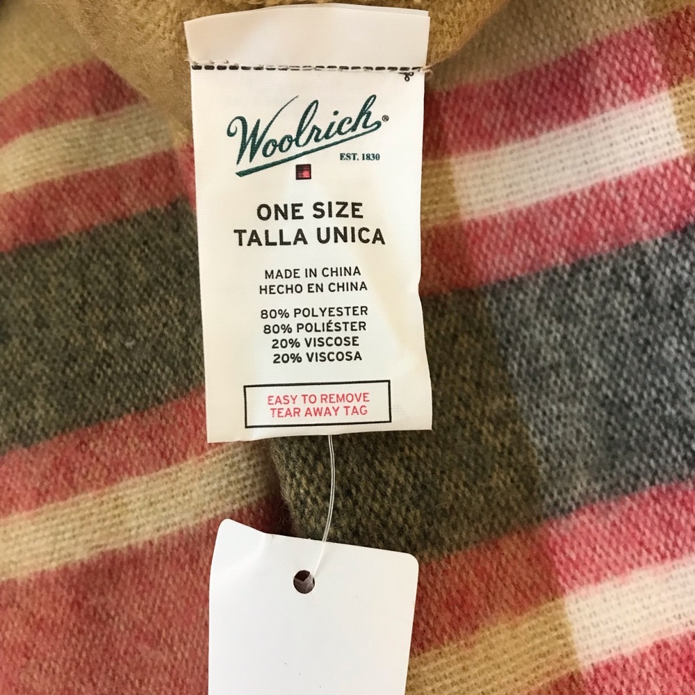 *GIFTED NWT Woolrich Boho Native American PonchoWrap Tan Red Plaid Burberry type - Picture 9 of 11